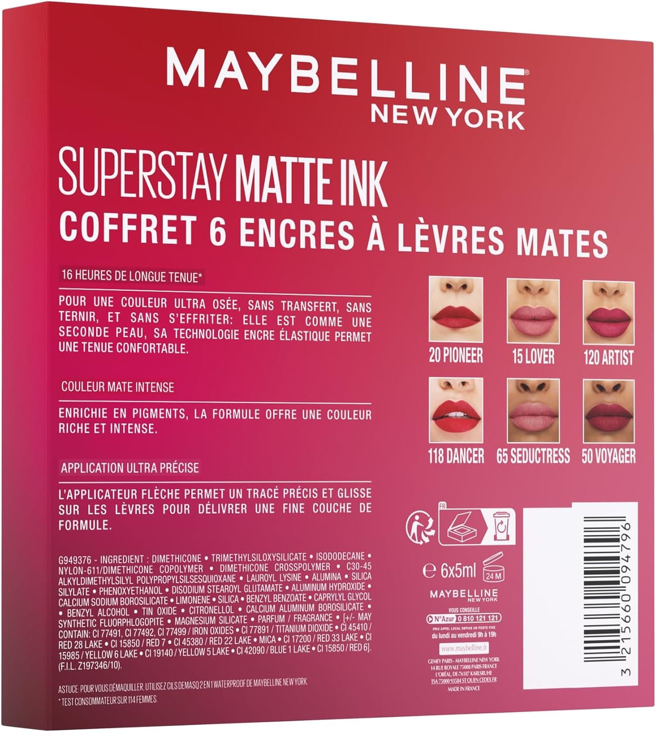 Estuche de 6 labiales líquidos Maybelline Superstay, foto 2