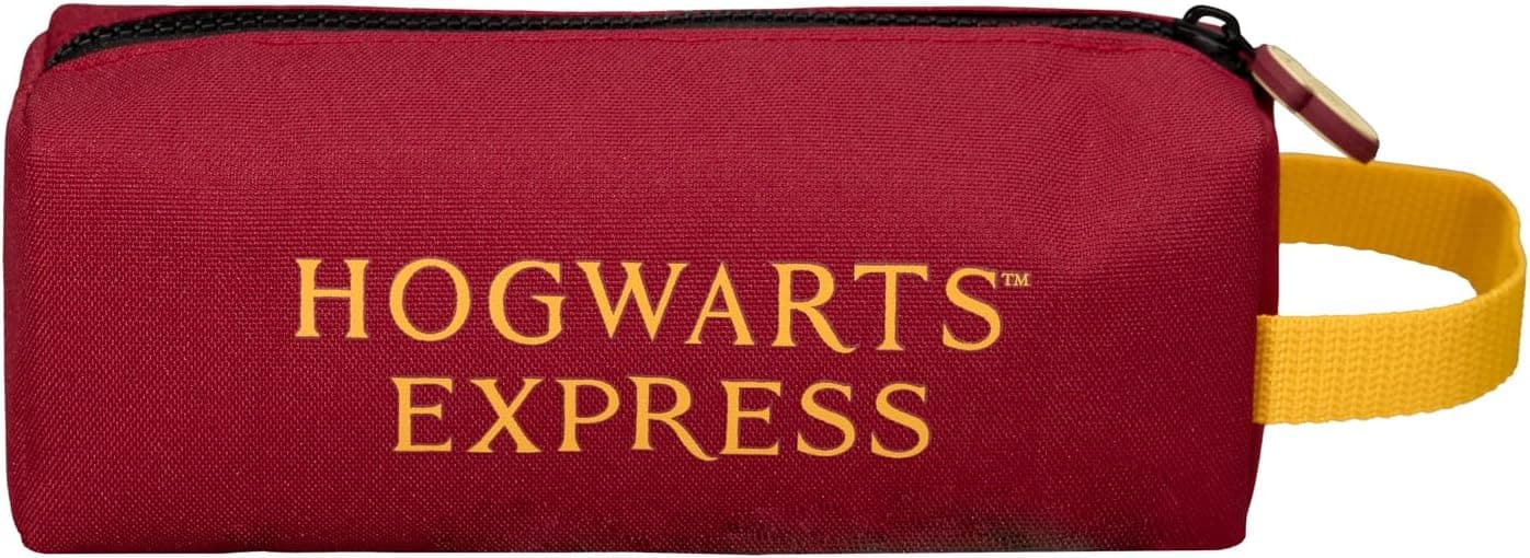 El estuche visto de lado, con «Hogwarts Express» impreso en dorado