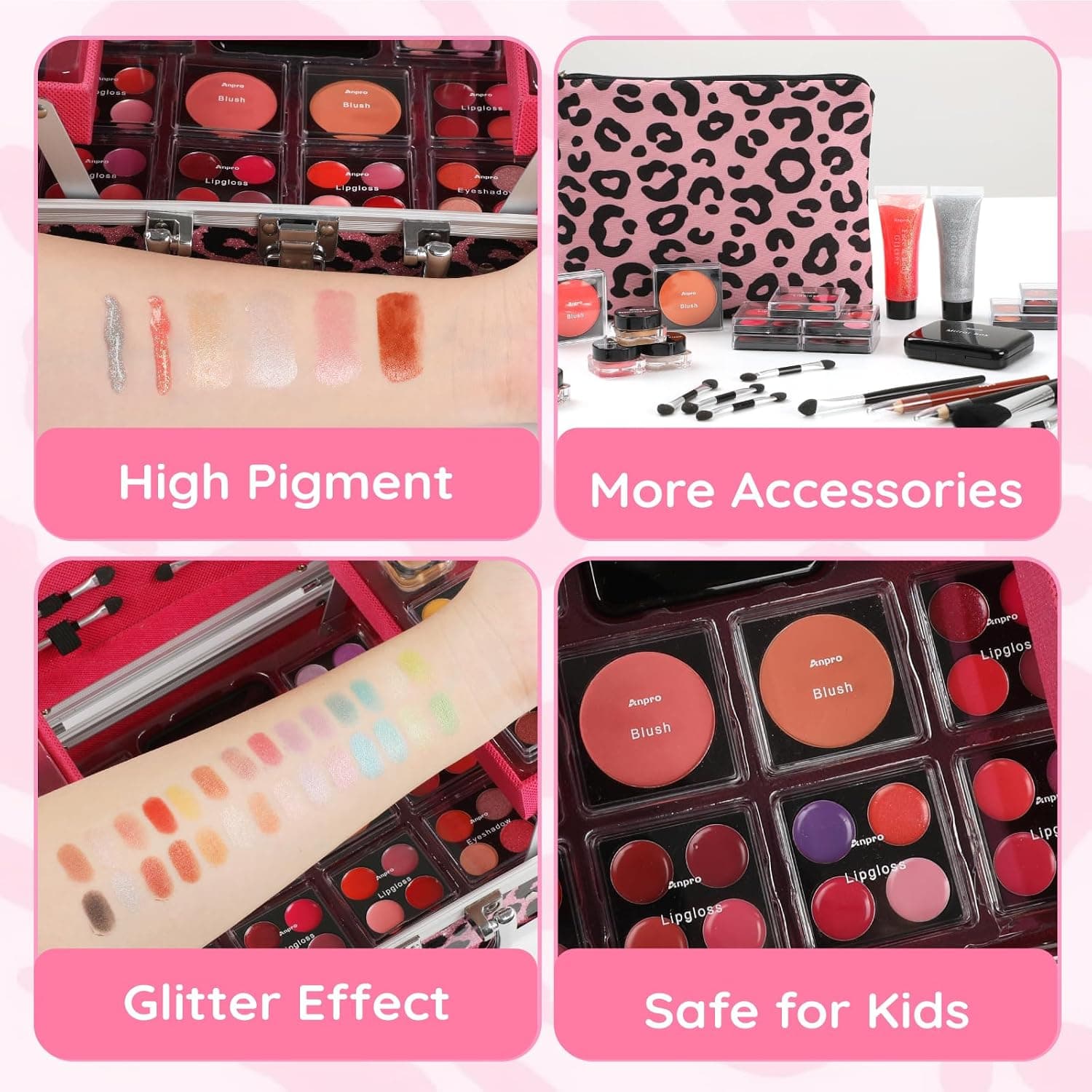 Estuche de maquillaje todo en uno con diseño leopardo, Anpro, foto 3