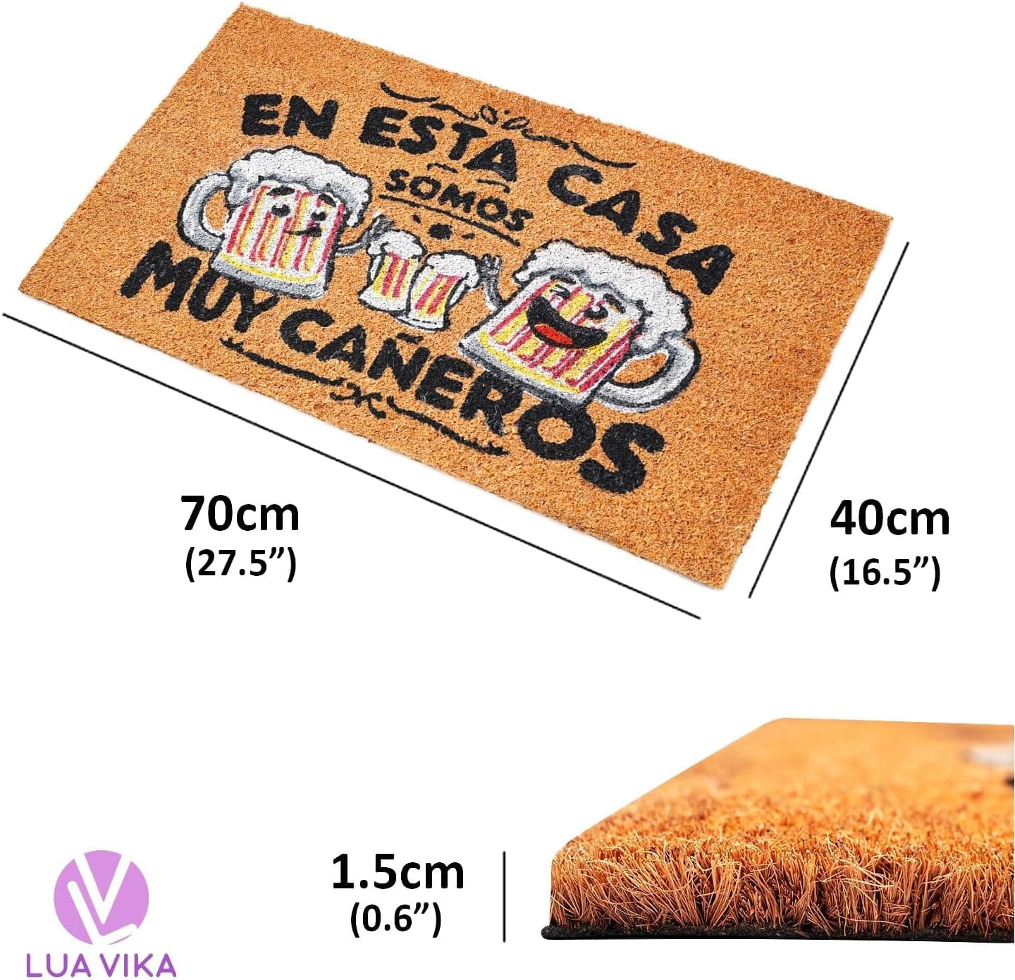 Felpudo de coco con diseño de cañeros para casa nueva, foto 3