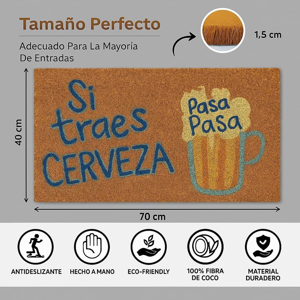 Felpudo de coco con dibujo de cerveza, de Donatella, foto 3