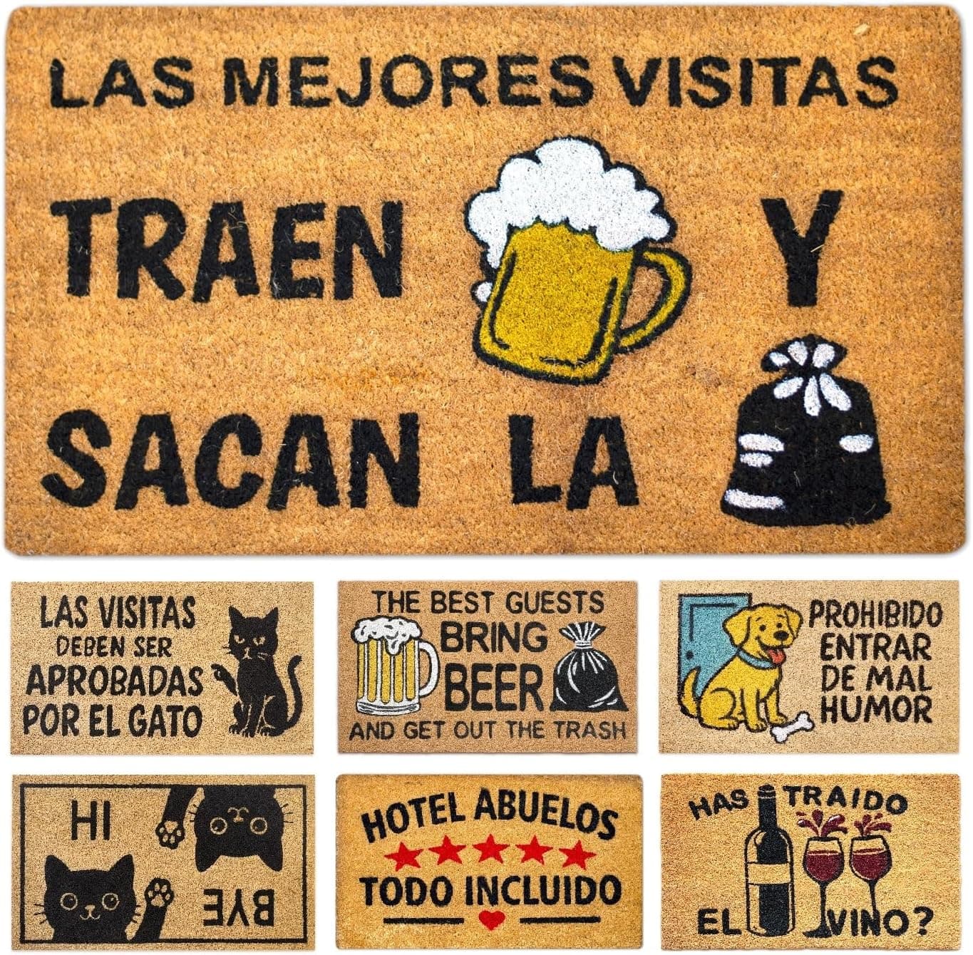 Felpudo de fibra de coco con dibujo de cerveza