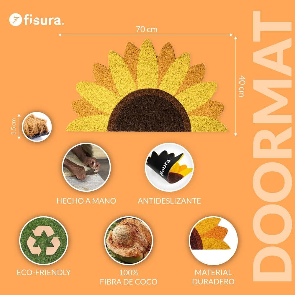 Felpudo "Girasol" de coco con forma original, foto 3