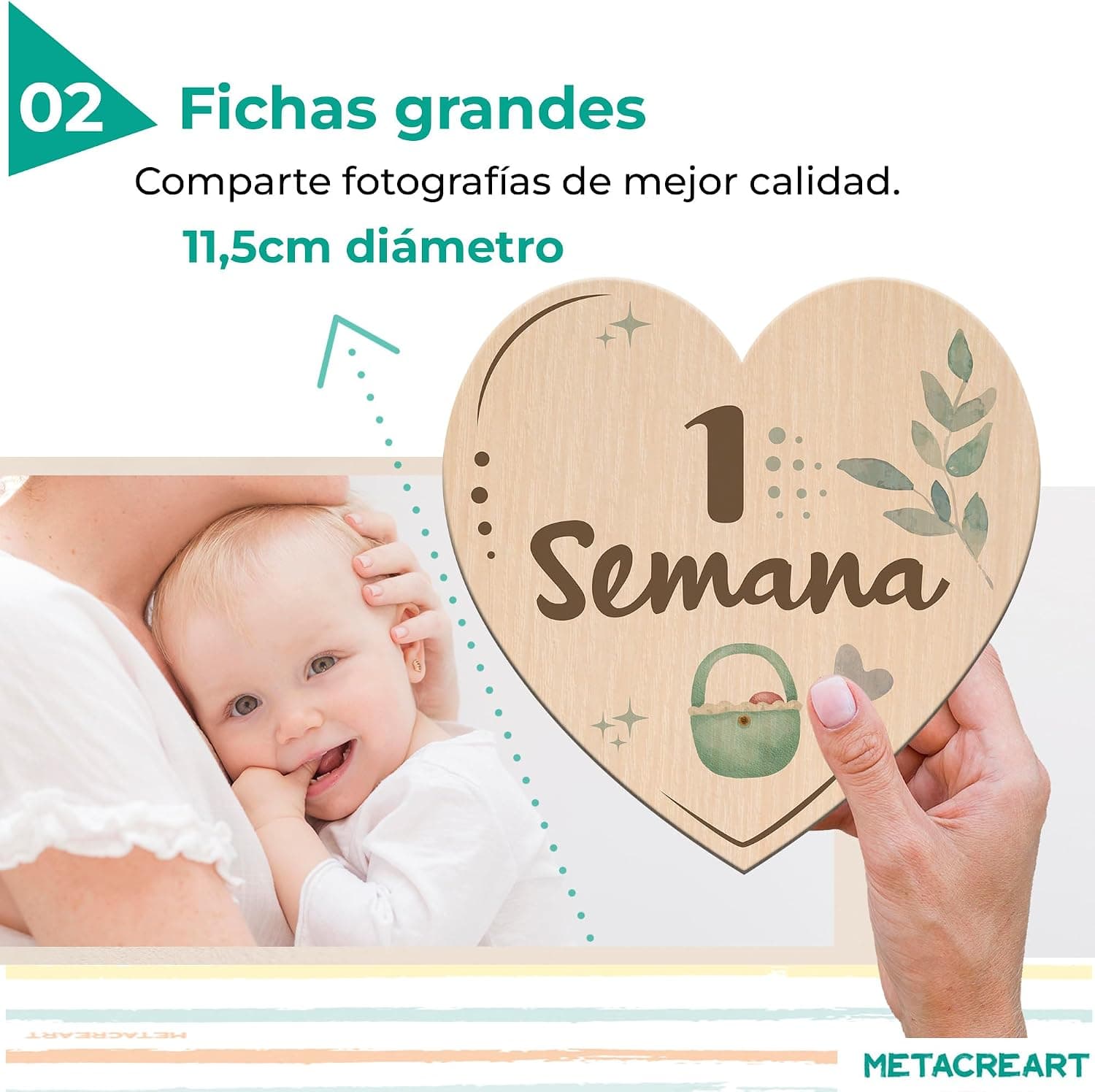 METACREART Fichas de Cumplemés en Forma de Corazón, foto 3