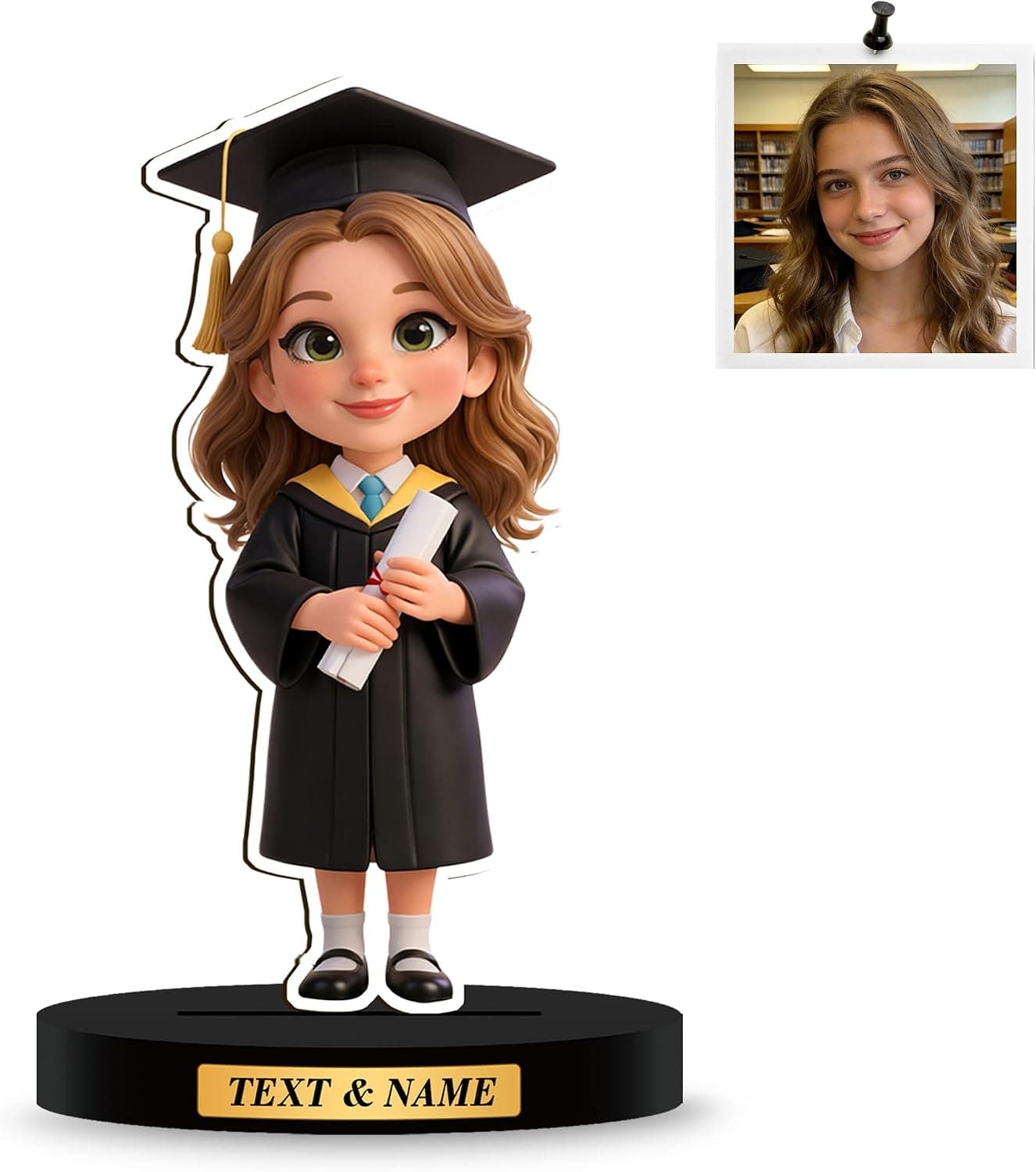 Figura de madera cortada con la silueta de una foto personalizada