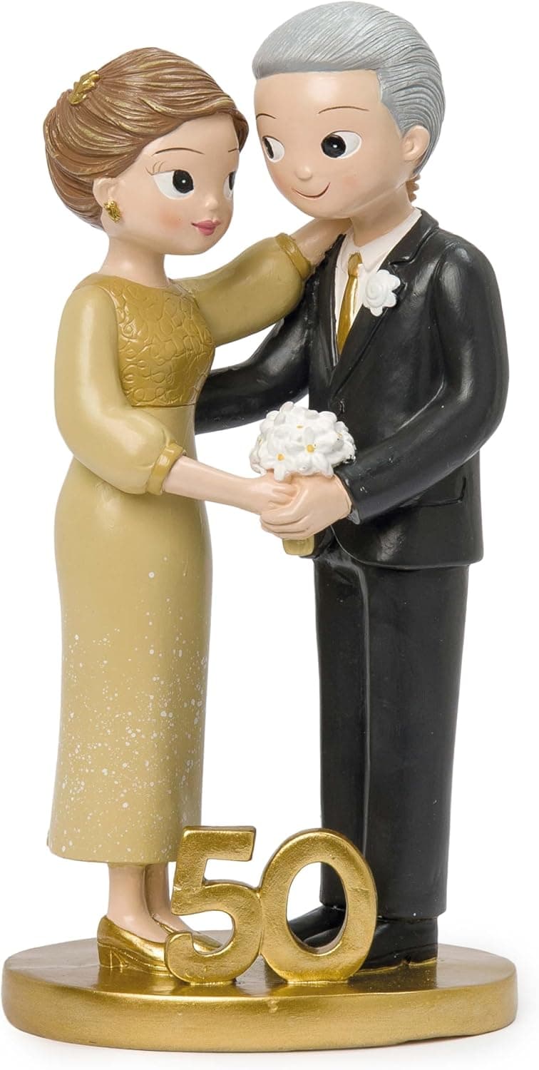 Figura decorativa de pie, pensada para colocar sobre una tarta de bodas de oro