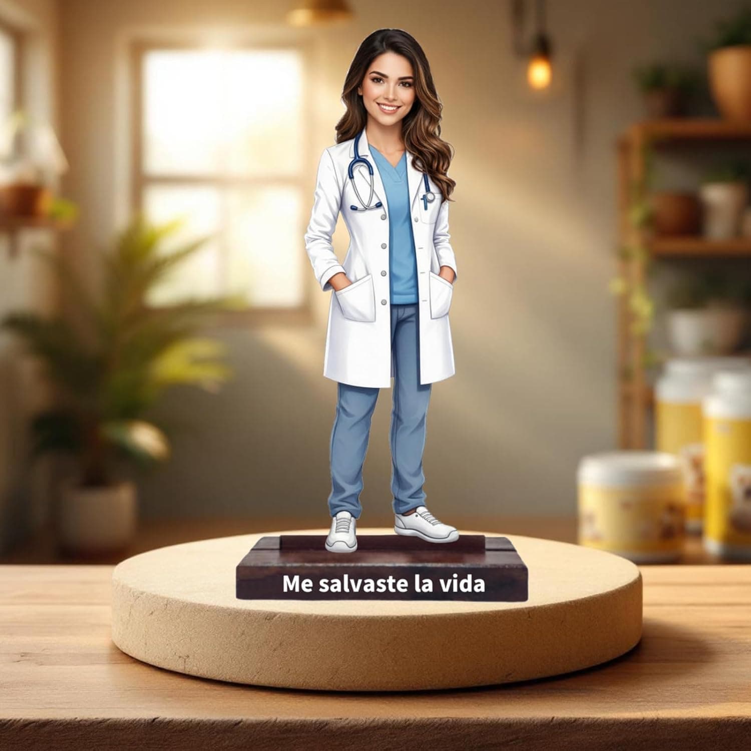 Figura personalizada con foto de enfermera en madera, foto 3
