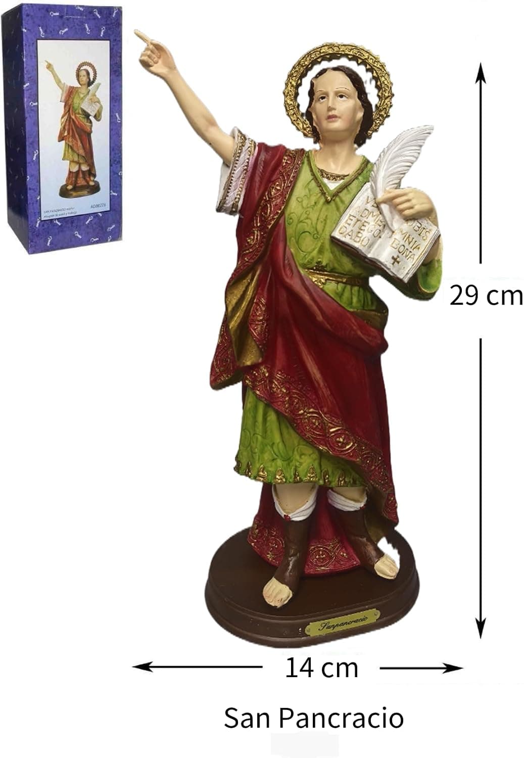 La estatua vista desde otro ángulo mostrando el detalle del pintado