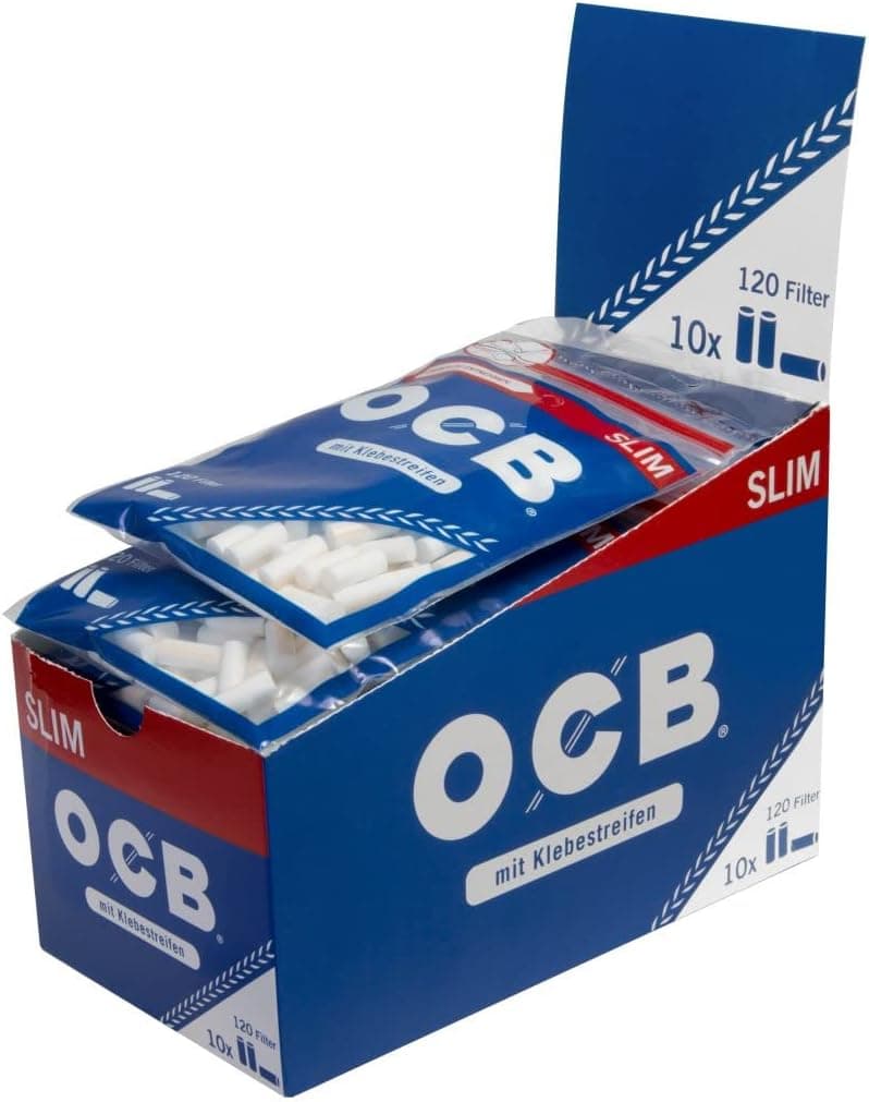 Diez bolsas de filtros finos OCB de 6 mm apiladas