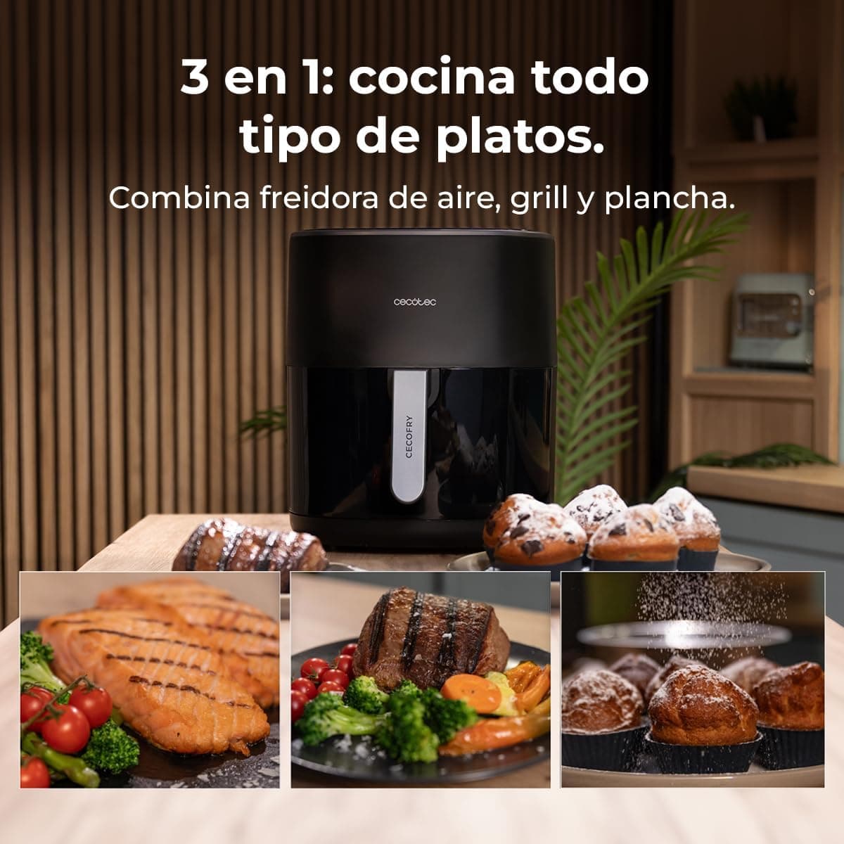 Freidora de aire con grill Cecotec Cecofry Duoheat 6500, foto 2