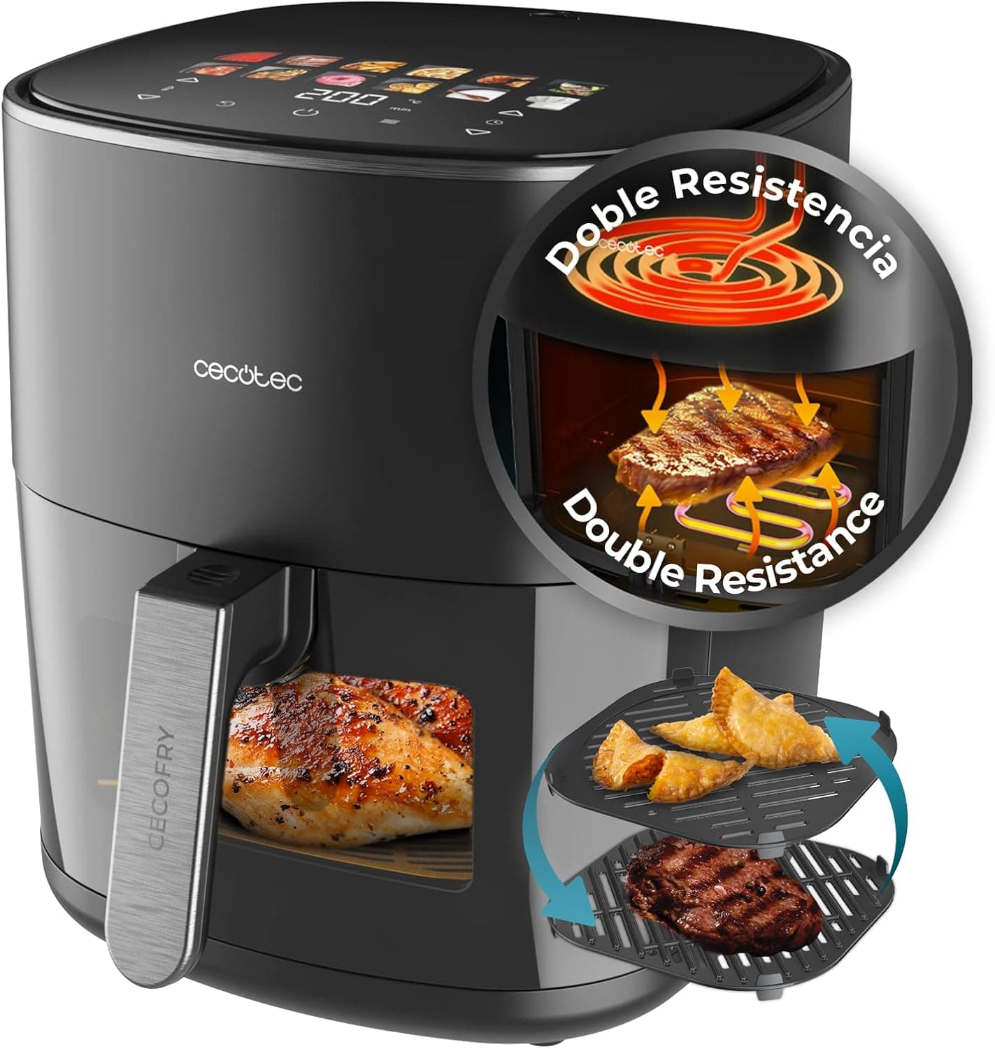 Freidora de aire Cecotec con grill y plancha para pizza
