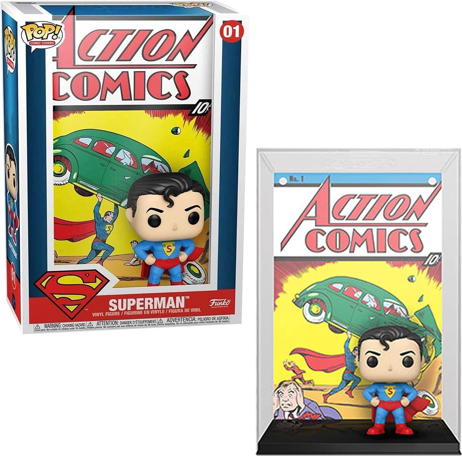 Figura Funko Pop de Superman con caja tipo cómic de Action Comics