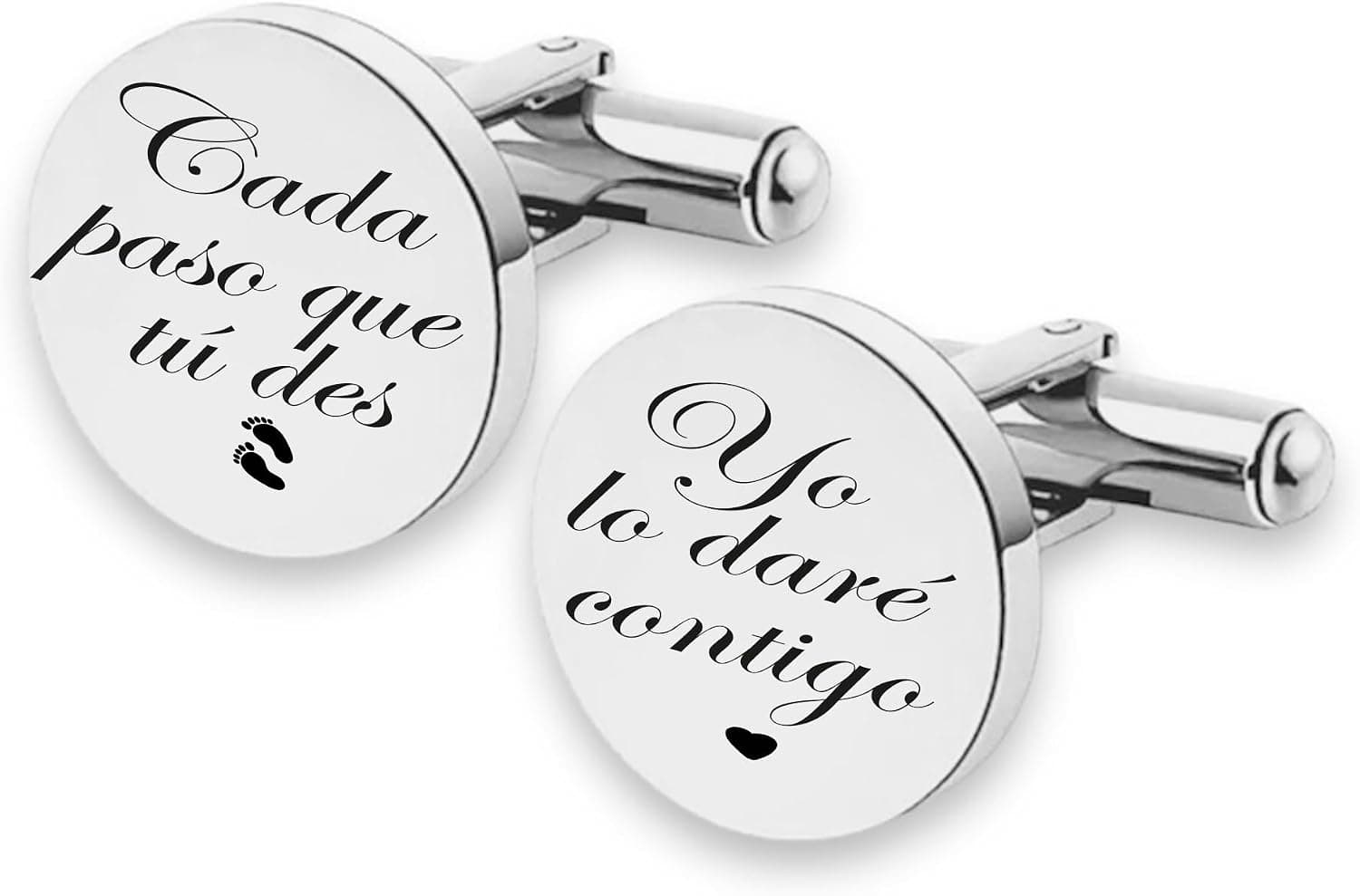 Gemelos de acero inoxidable con grabado para boda