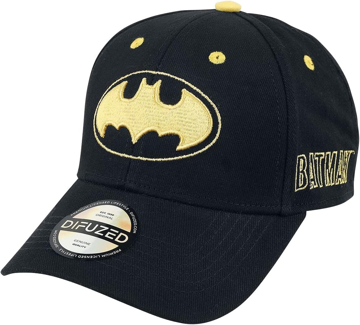 Gorra negra con el logo bordado de Batman