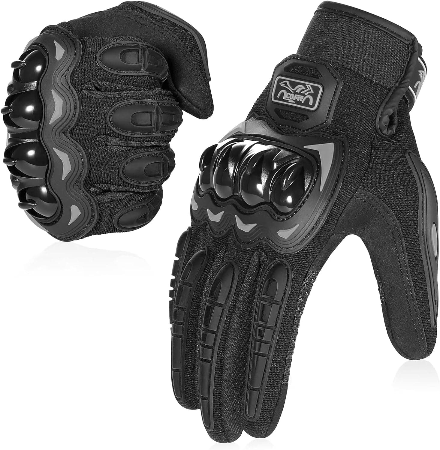 Par de guantes de moto negros COFIT con refuerzo en los nudillos