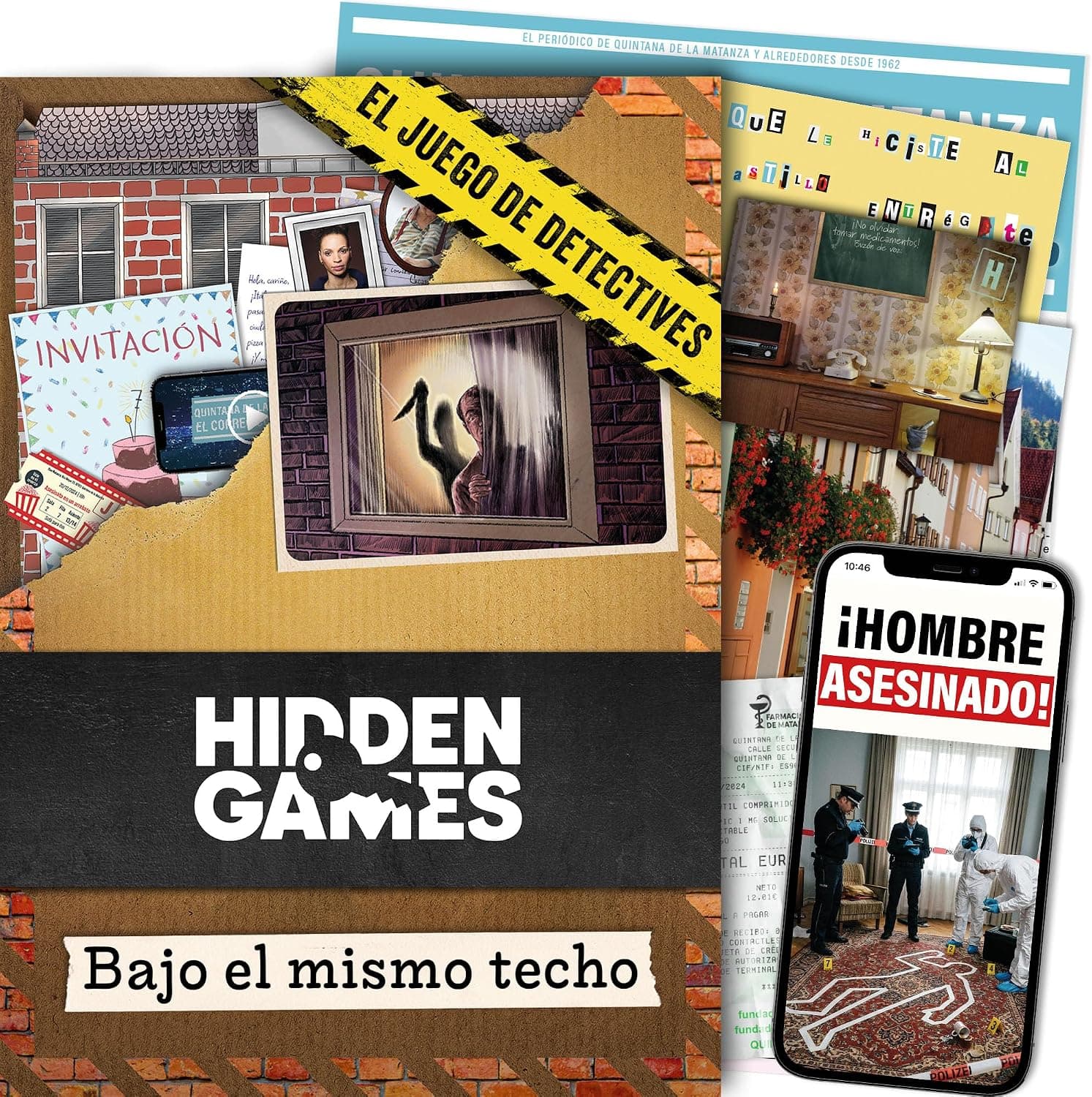 Caja de Escena del Crimen, Bajo el Mismo Techo, con los documentos de la investigación