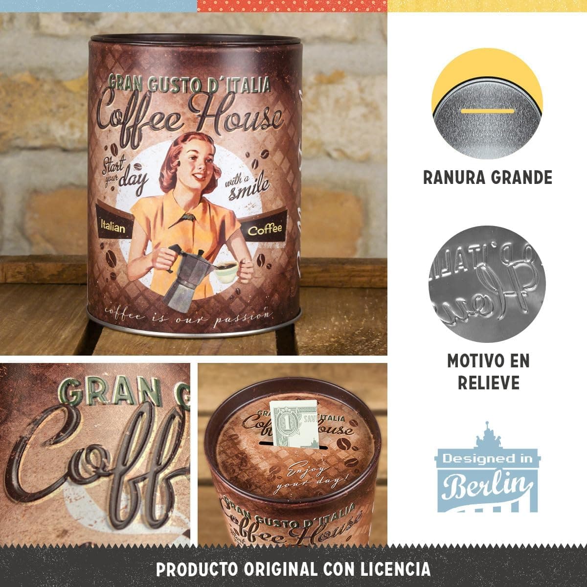 Hucha retro "Coffee Fund", 1 litro, foto 3
