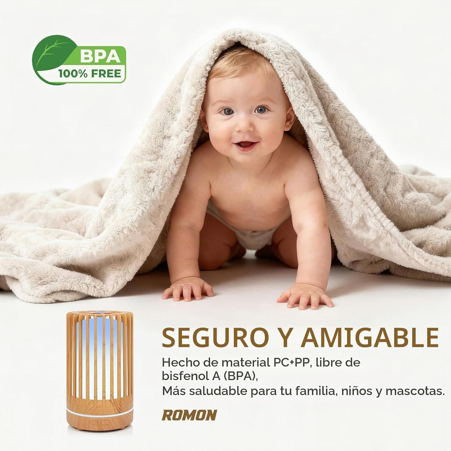 Humidificador difusor de aromas con luz LED de 7 colores, foto 3