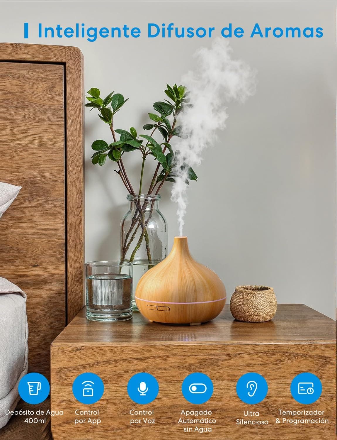 Humidificador difusor inteligente compatible con Alexa, foto 2
