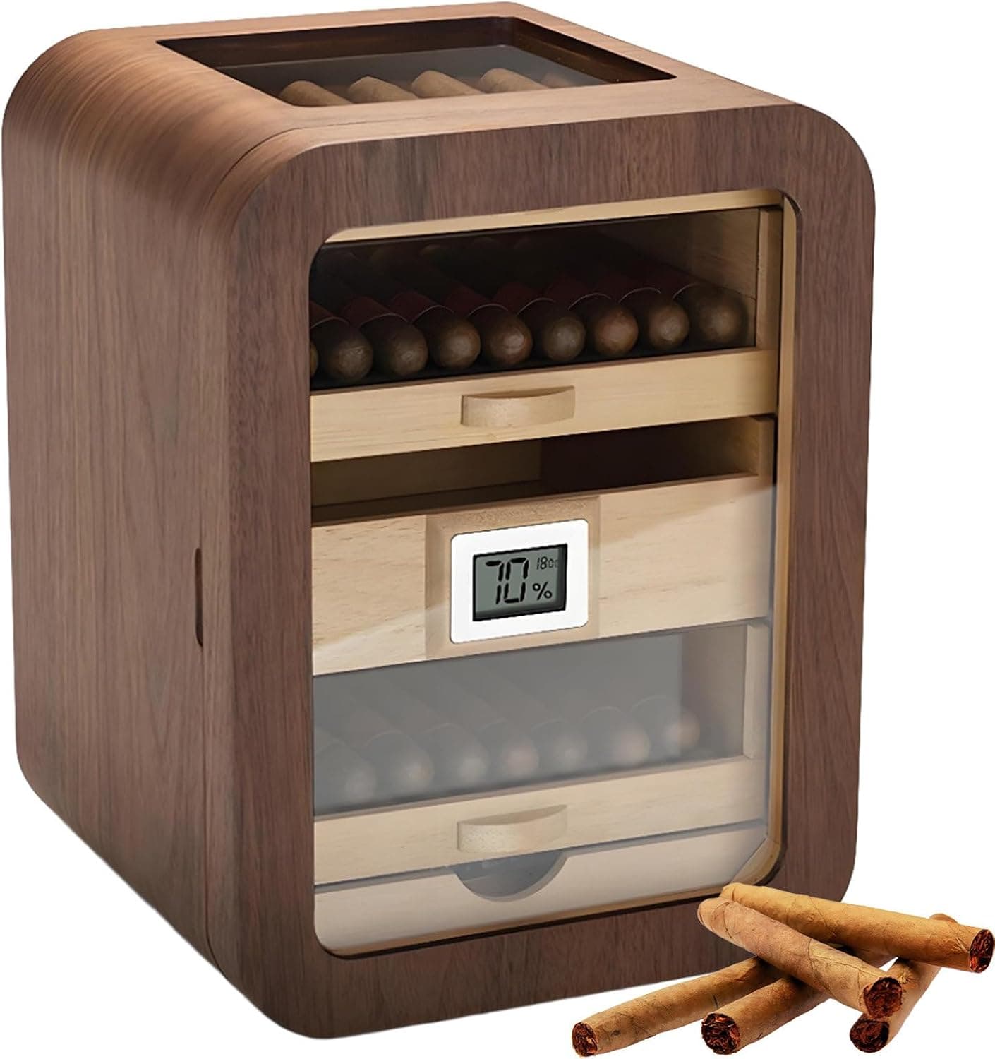 Humidificador eléctrico para puros con compartimentos de cedro