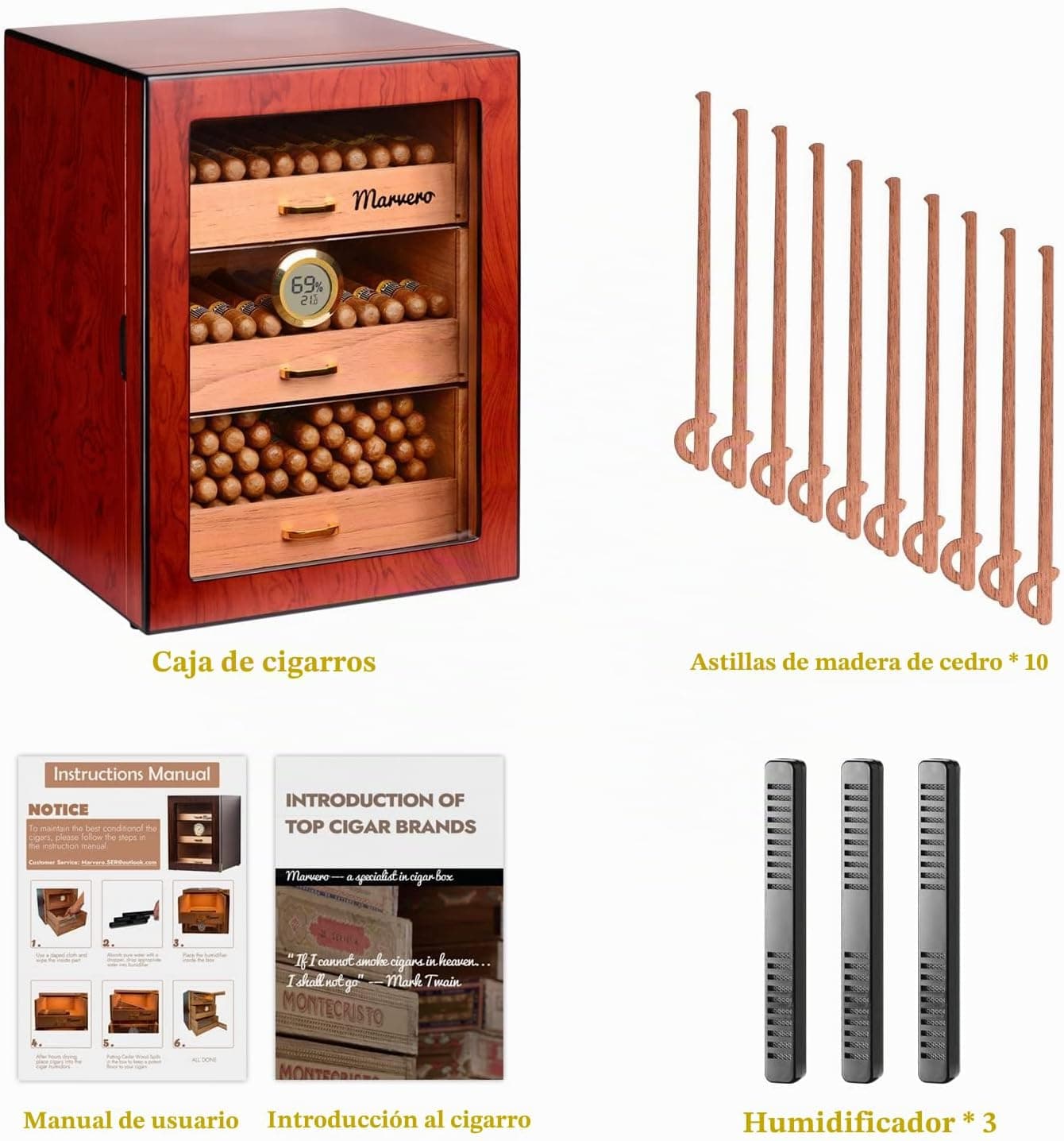Humidor Armario de Cedro Marvero para 150 Puros, foto 3