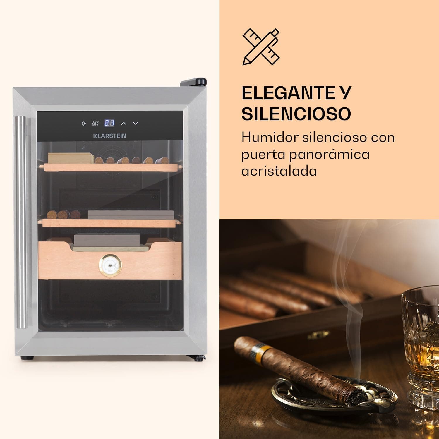 Klarstein El Presidente Armario Humidor Eléctrico de 37 Litros, foto 3