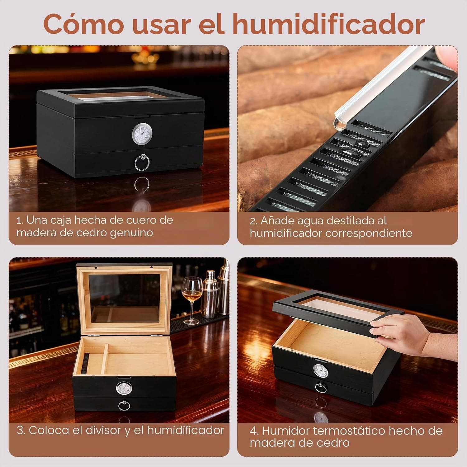 Humidor de Escritorio de Doble Capa para 35 Puros, foto 3