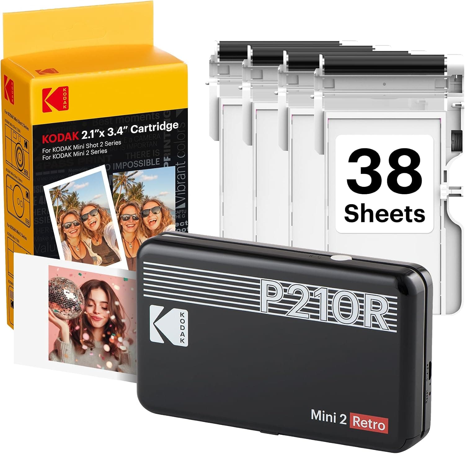 Impresora Kodak Mini 2 Retro con el cartucho de 38 hojas