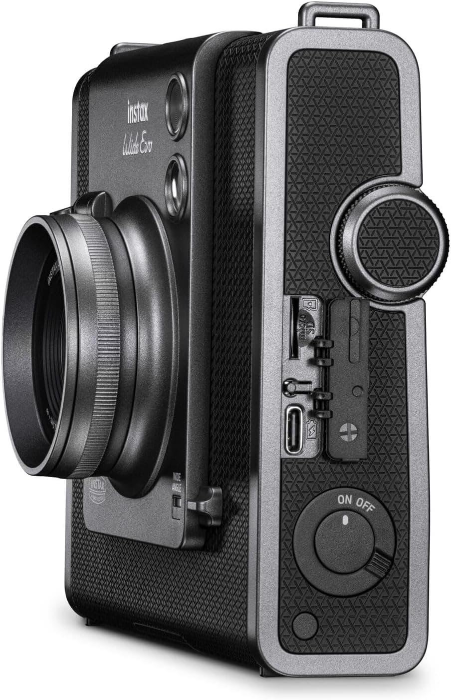 Accesorios incluidos con la Instax Wide EVO, correa y cable USB-C