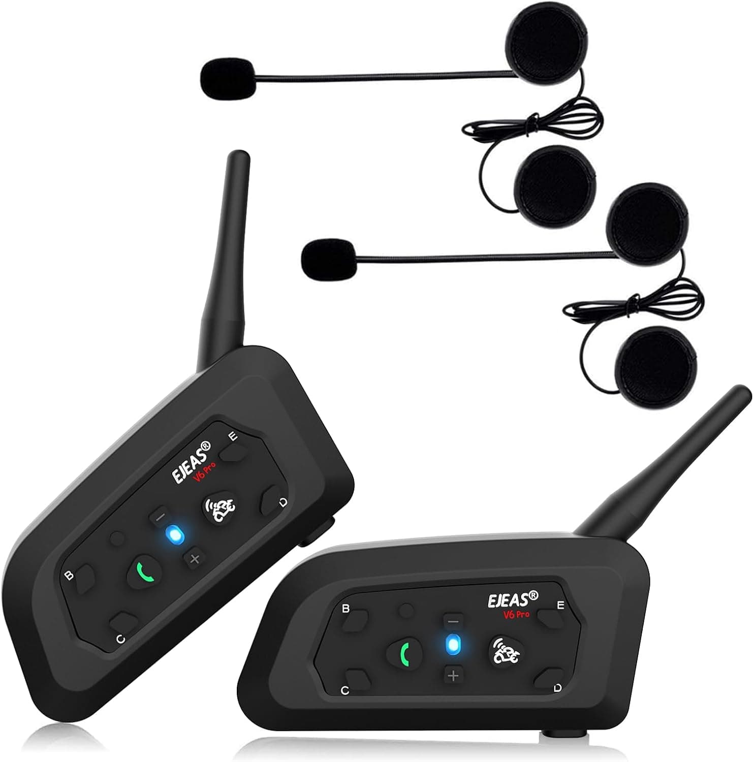 Dos intercomunicadores LEMNOI V6Pro negros para casco de moto