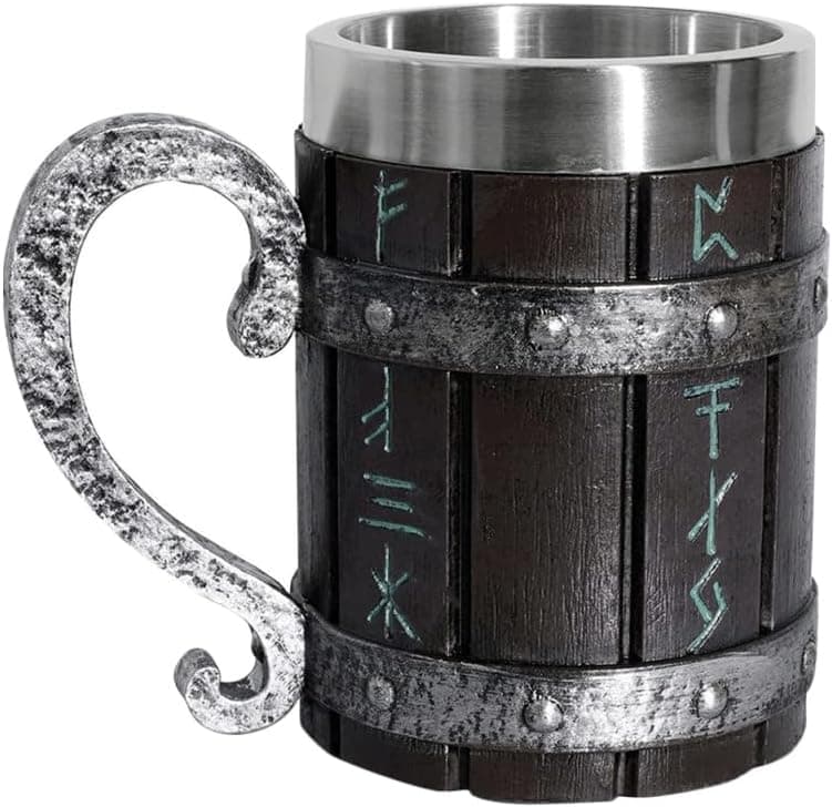 Jarra de cerveza de acero inoxidable con forma de barril vintage