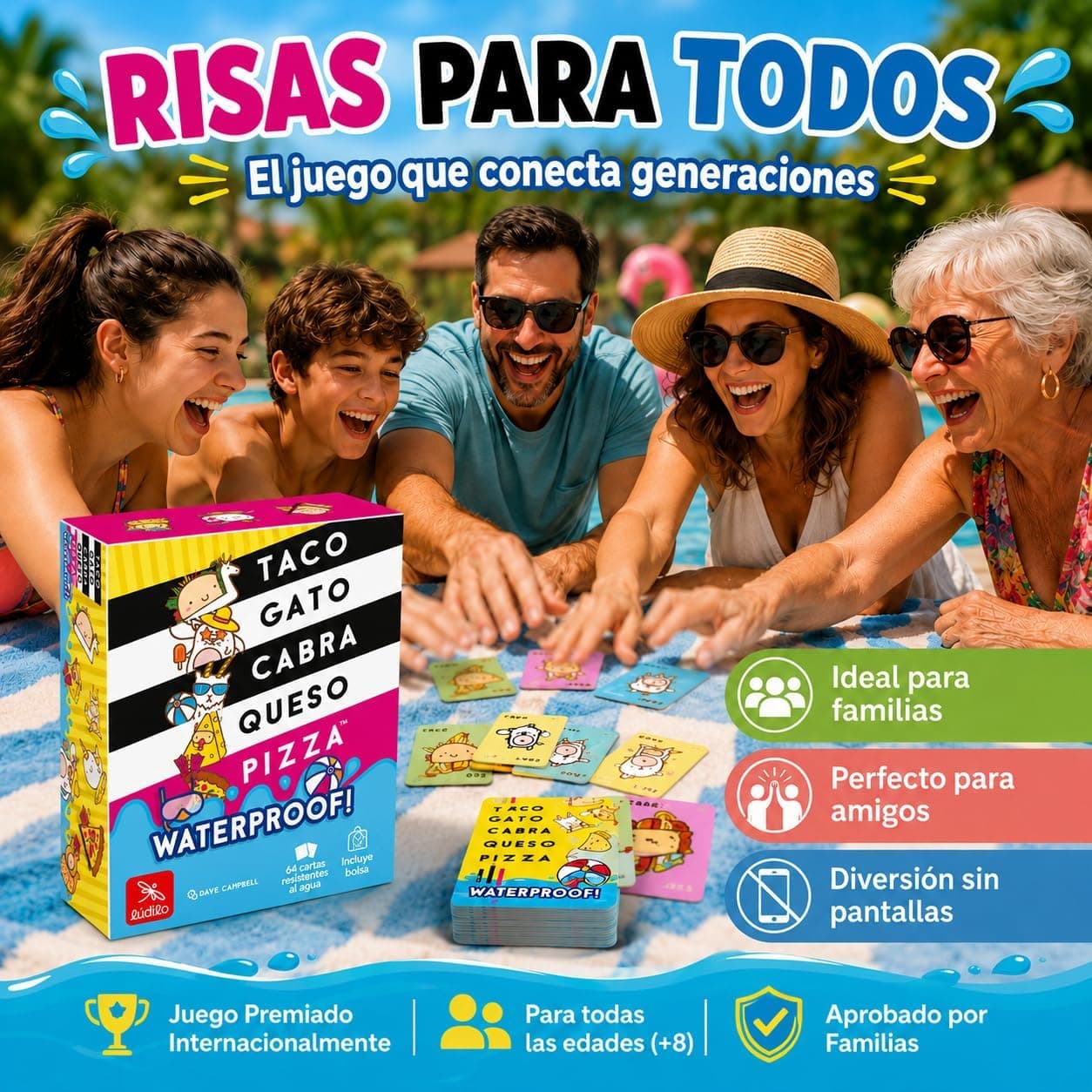 Taco Gato Cabra Queso Pizza, juego de cartas resistente al agua, foto 3