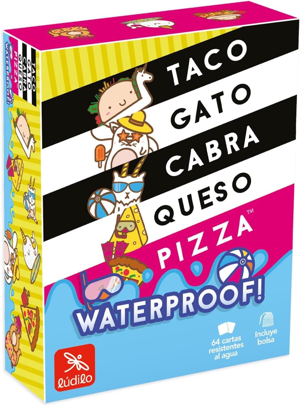 Caja del juego de cartas Taco Gato Cabra Queso Pizza resistente al agua