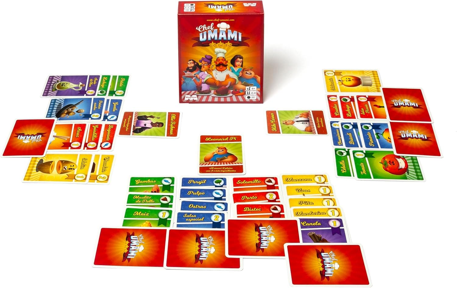 Cartas de platos e ingredientes del juego Chef Umami