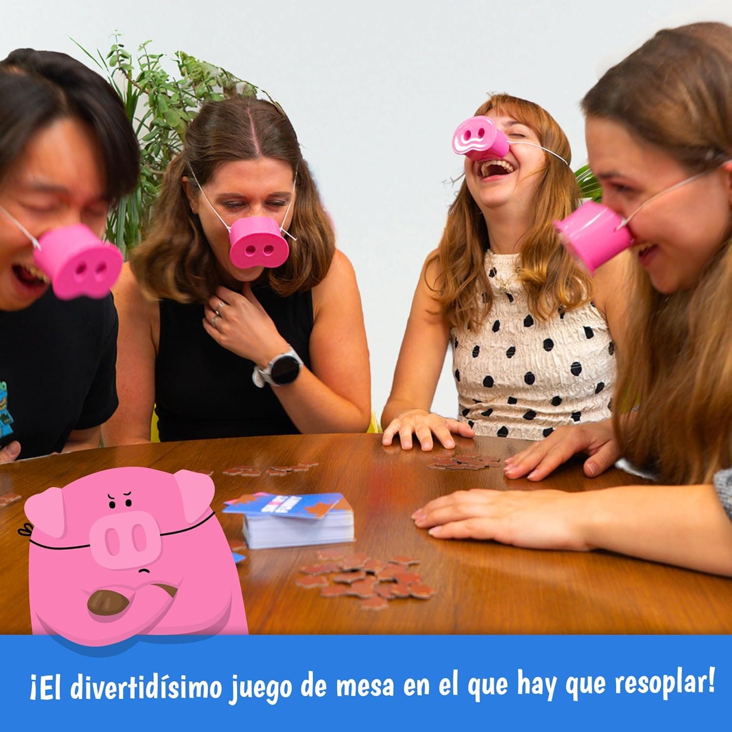 Hocicos de cerdo y cartas de retos del juego Snort Funny