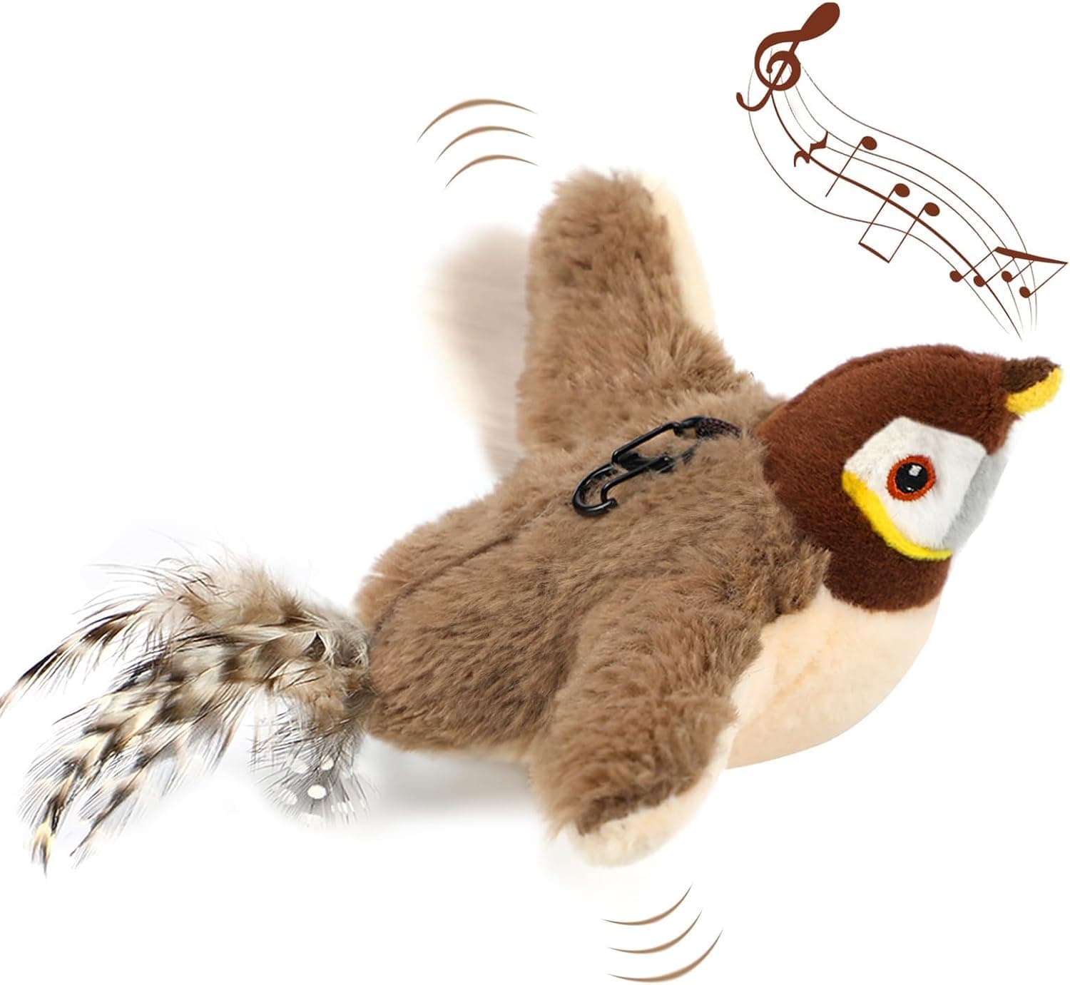 Juguete de peluche con forma de pájaro y sensor táctil para gatos