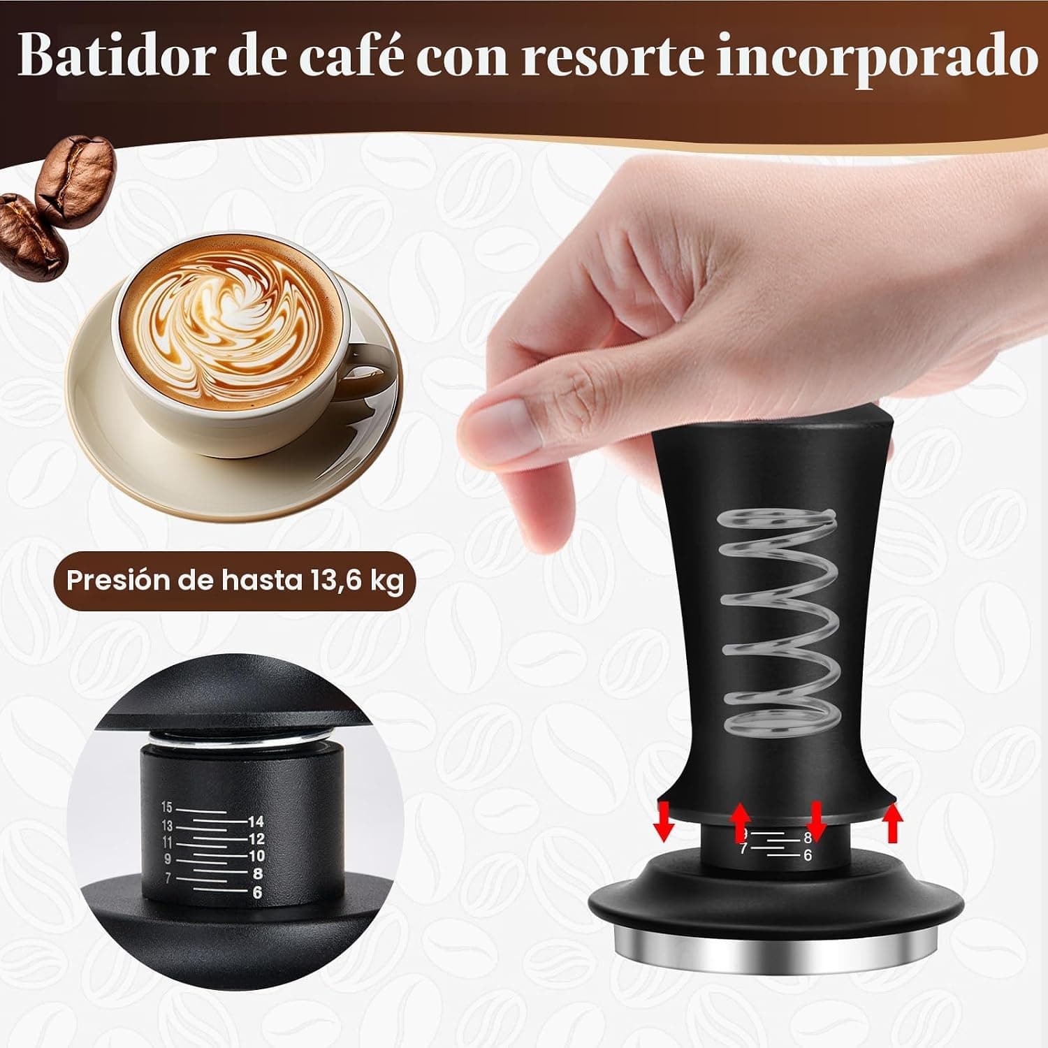 Kit de barista con tamper y distribuidor de café espresso, foto 3