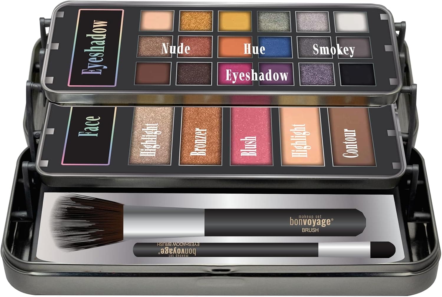 Kit de maquillaje portátil con espejo y aplicadores incluidos