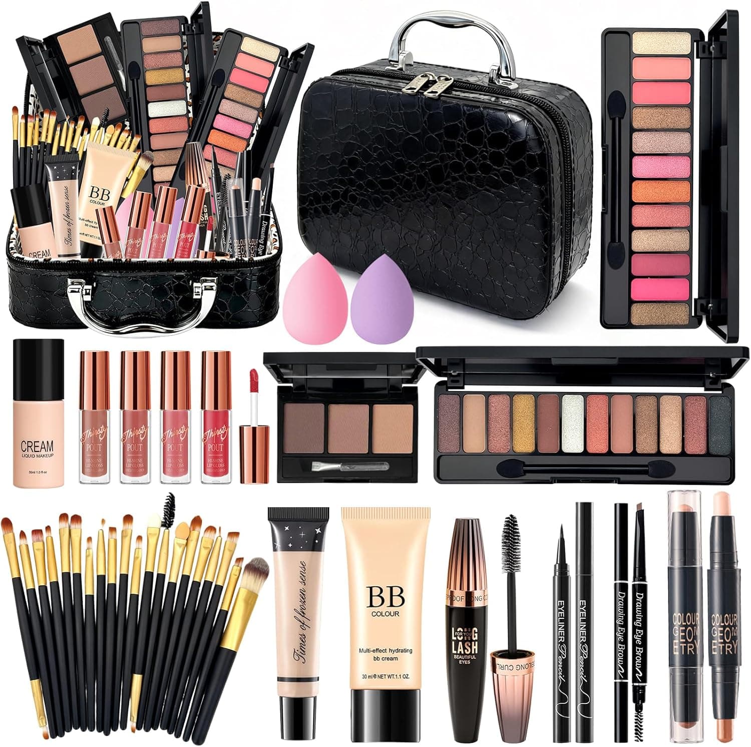Kit de maquillaje completo con bolsa de viaje