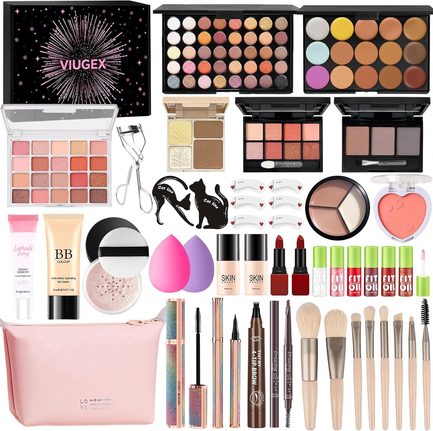 Kit de maquillaje profesional completo Viugex en su caja de regalo