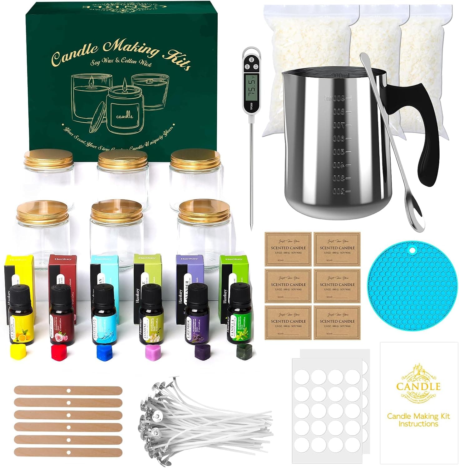 Kit Aeraroma con seis tarros y aceites esenciales para velas