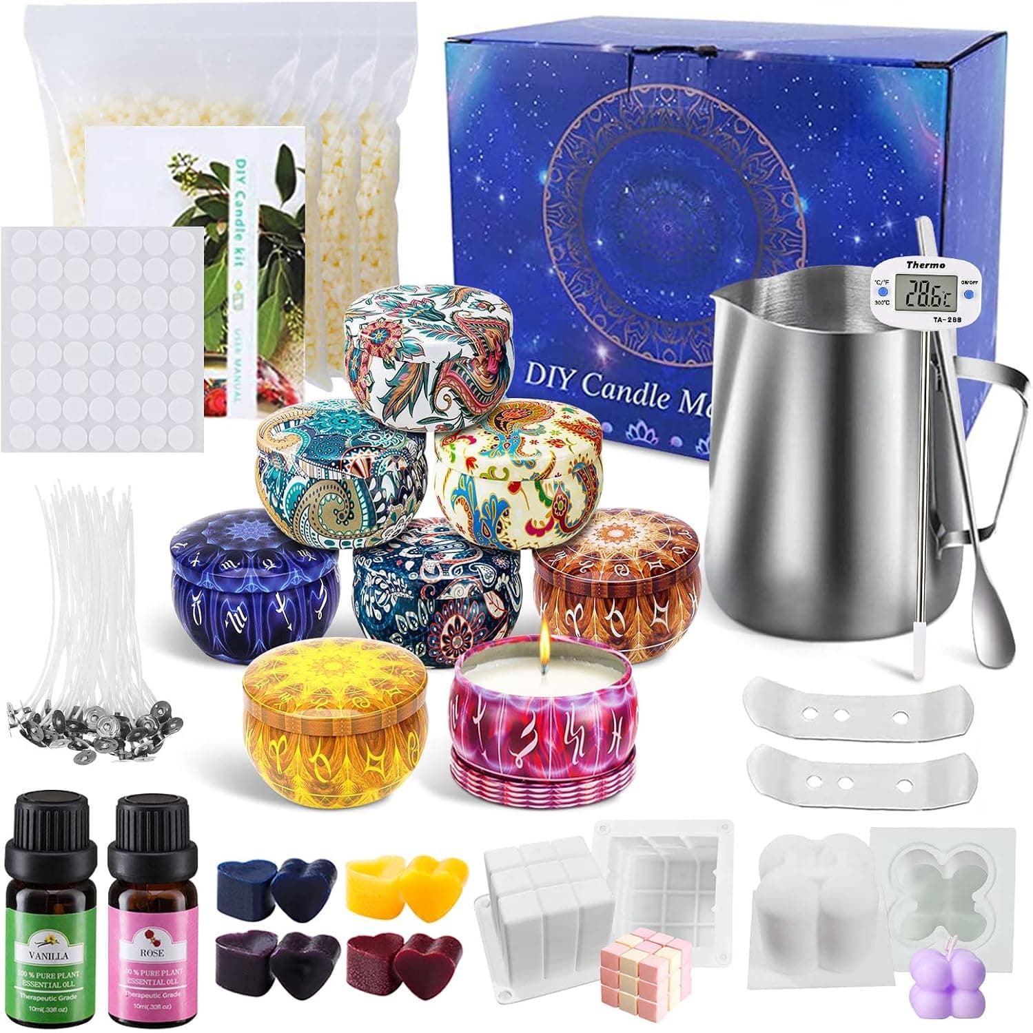 Kit JOTOL con crisol de 600 ml, cera de abeja y ocho tarros para velas