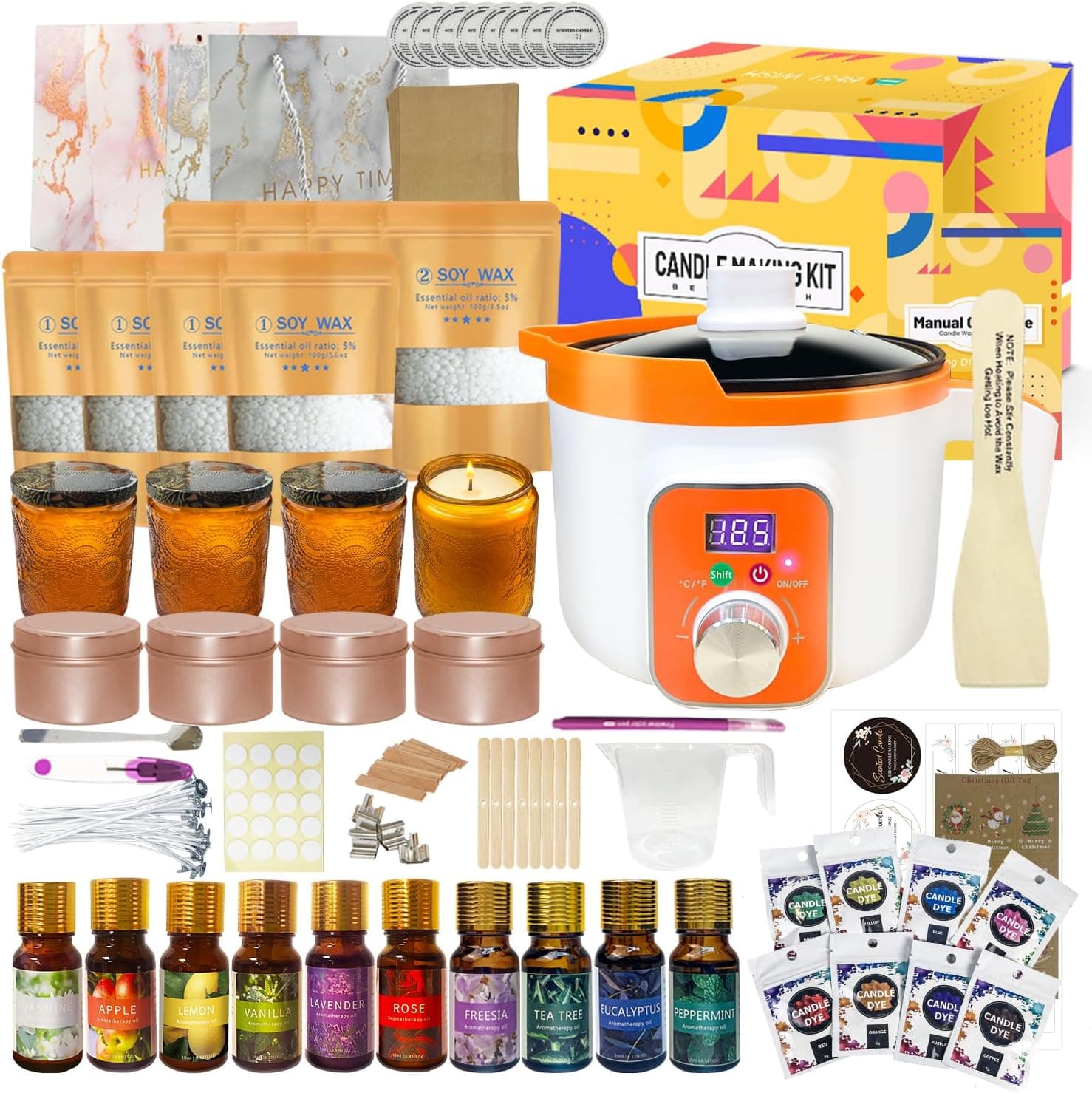 Kit Ksedcon con fundidor de cera digital y frascos para velas