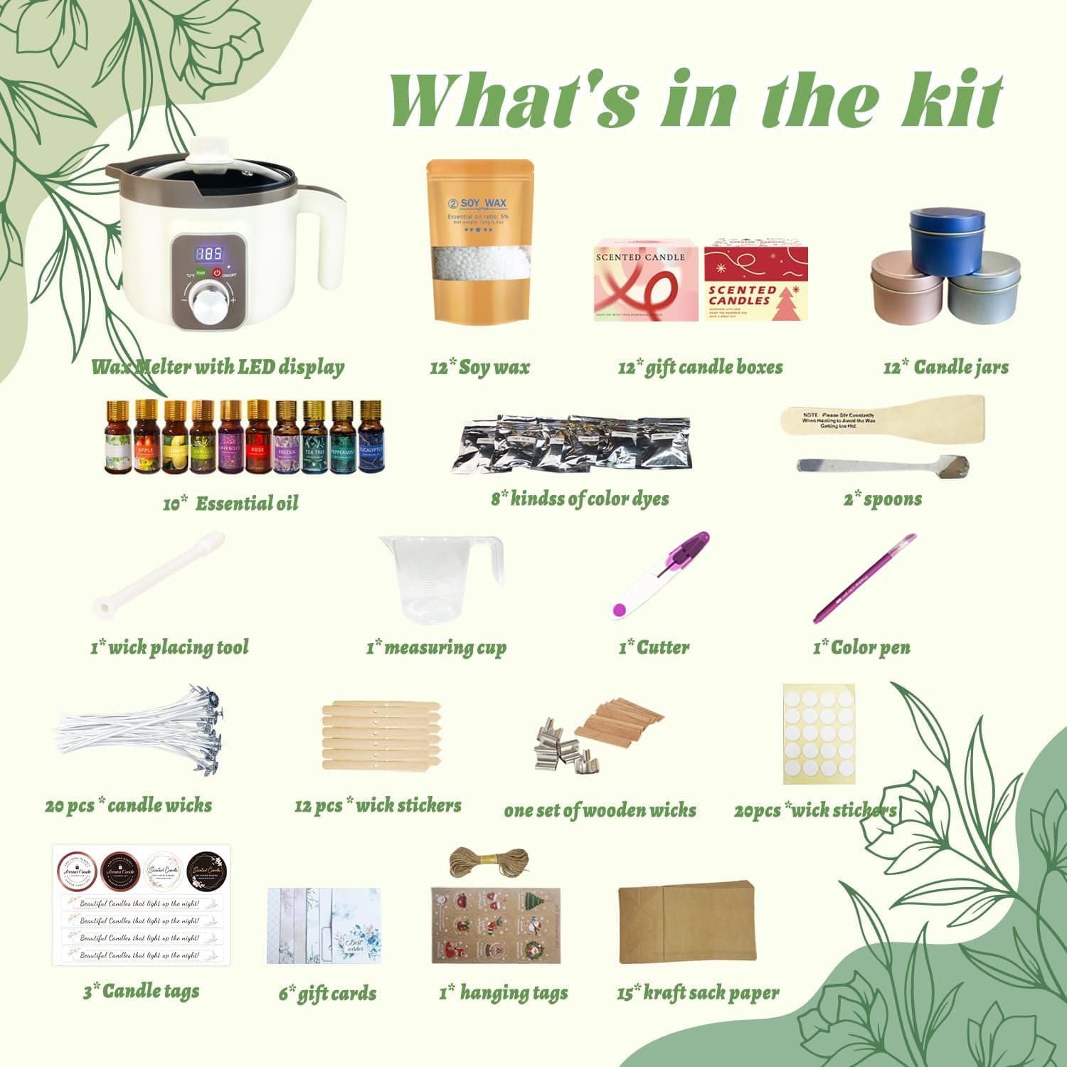 Cajas de regalo y bolsas de papel kraft incluidas en el kit