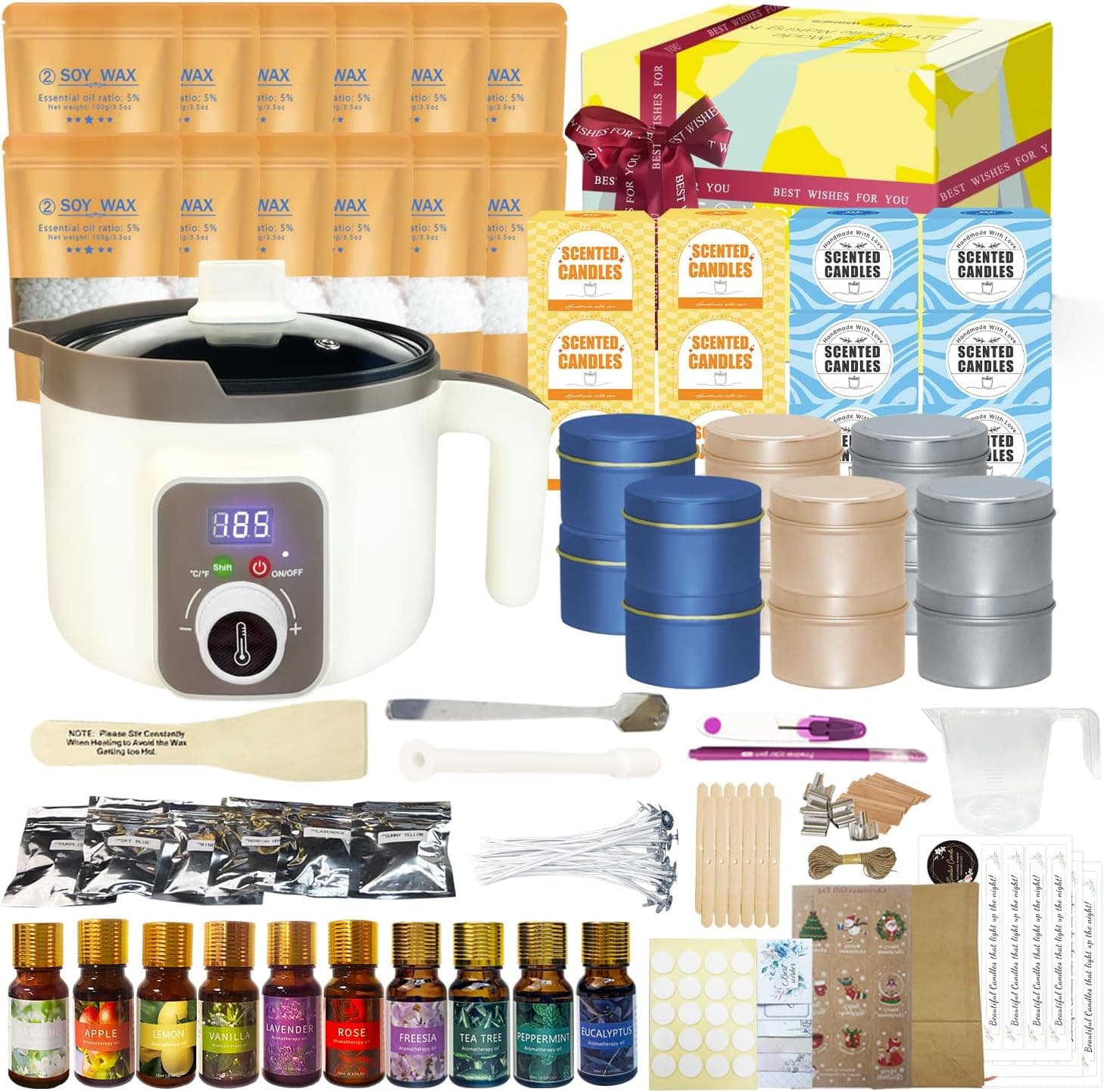 Kit LINGQIAN con doce tarros de colores y fundidor digital