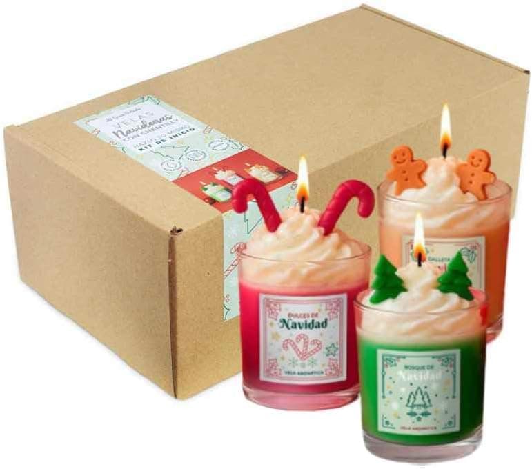 Kit Gran Velada con acabado chantilly para velas navideñas