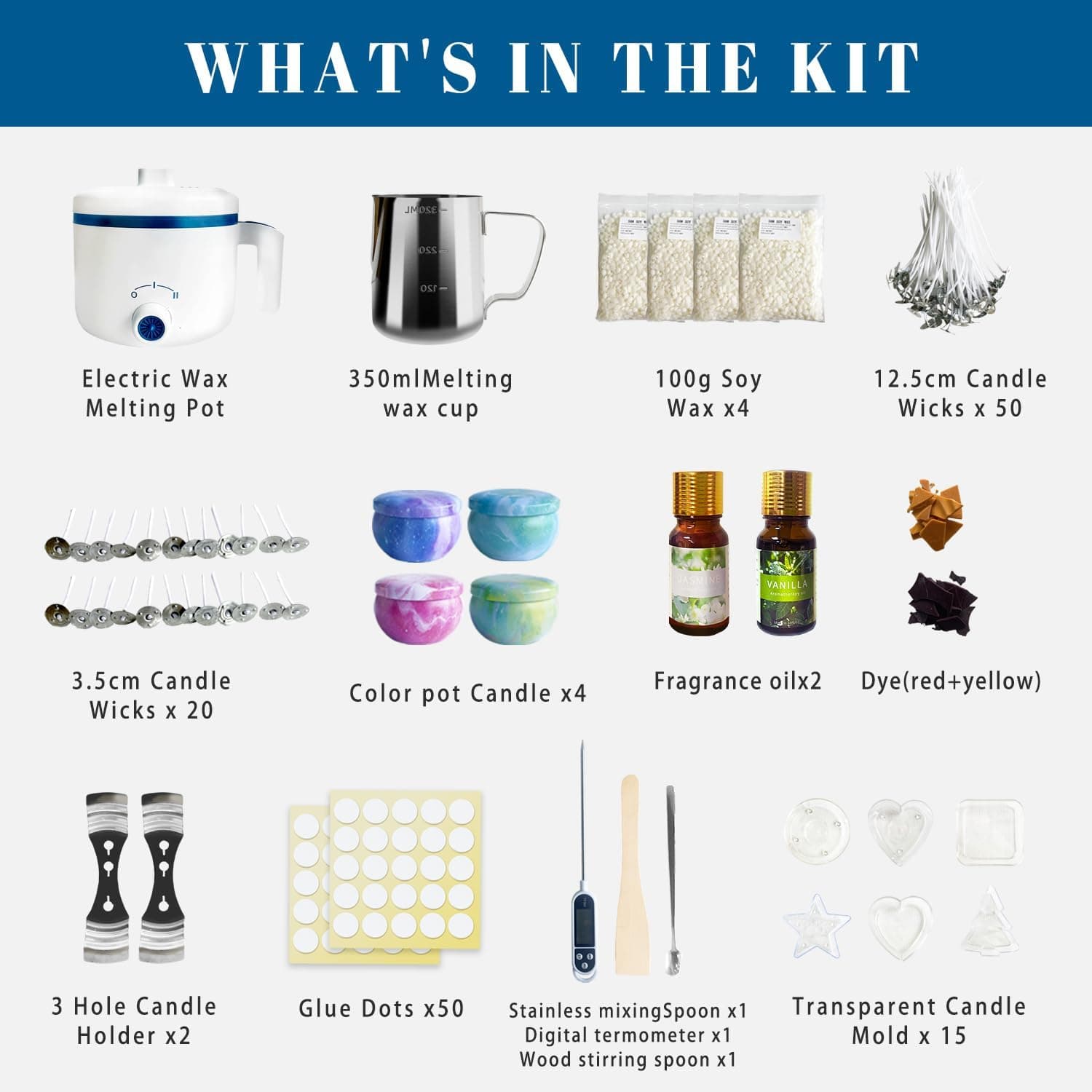 Aceites aromáticos y bloques de tinte incluidos en el kit