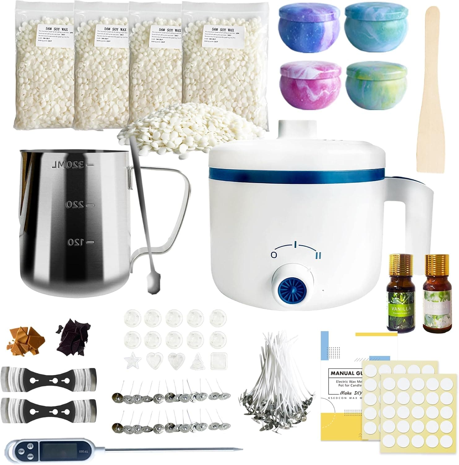 Kit VUSIBA con olla de fusión y quince moldes para velas