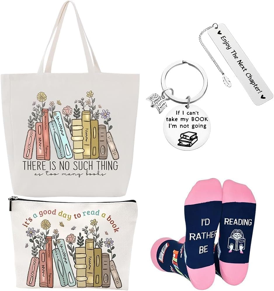 La bolsa tote de lona con el estampado de caballo, el neceser, los calcetines y la pulsera del kit
