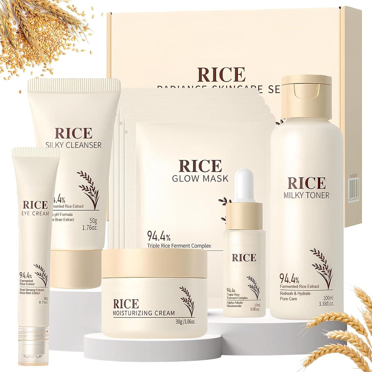 Kit skincare de arroz de Miioto con 9 piezas para la rutina coreana